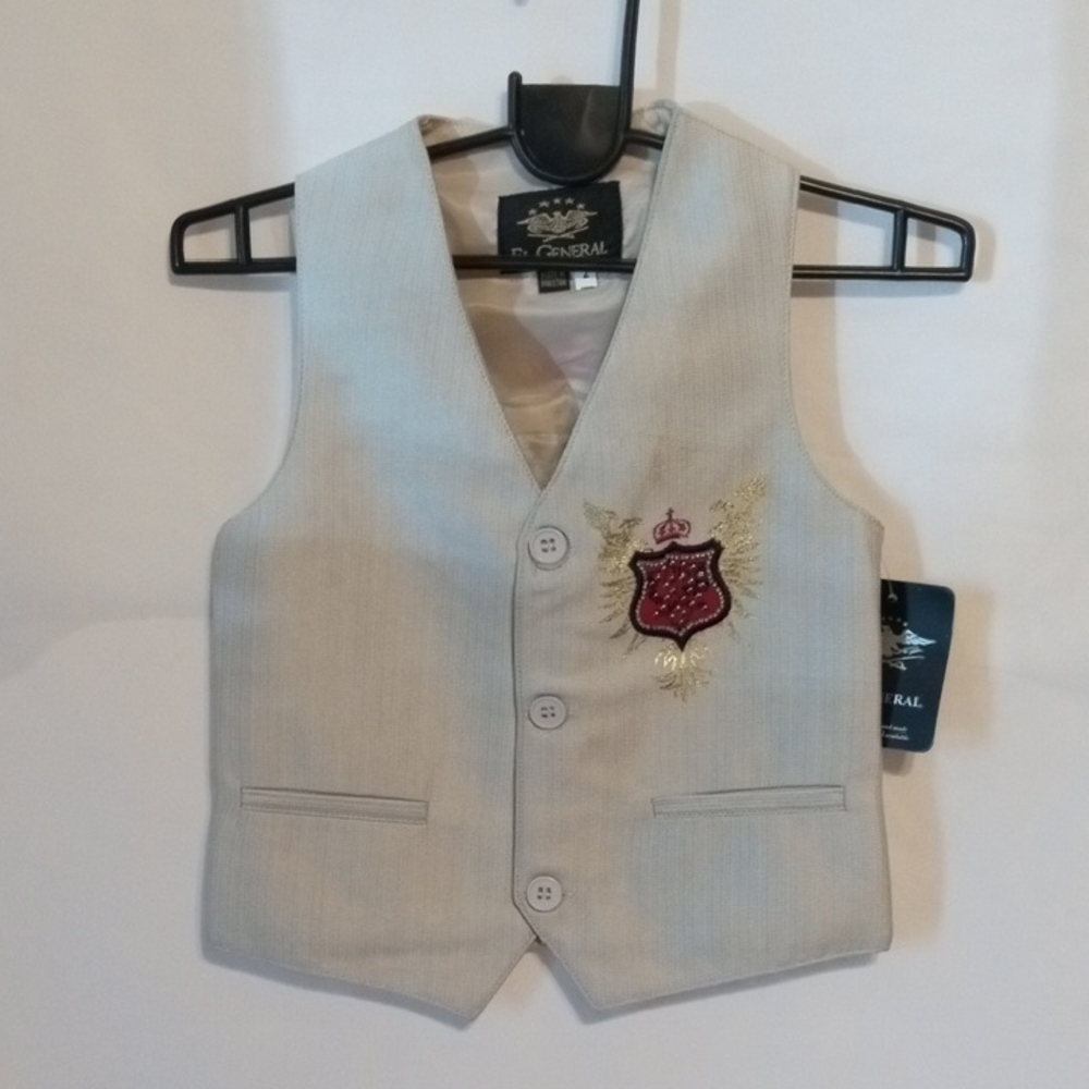 El General Kids  Beige Vest with Red Embroidered Crest